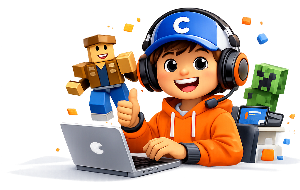 Мальчик учится программировать за ноутбуком